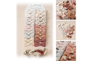 Fancy Clouds Baby Toddler Little Girls Hair Ties with 2" Linen Bows, 20 pcs No Damage Elastic Nylon Ponytail Holders Scrunchies for girls, Small Hair Accessories for Kids Thick or Thin Hair
