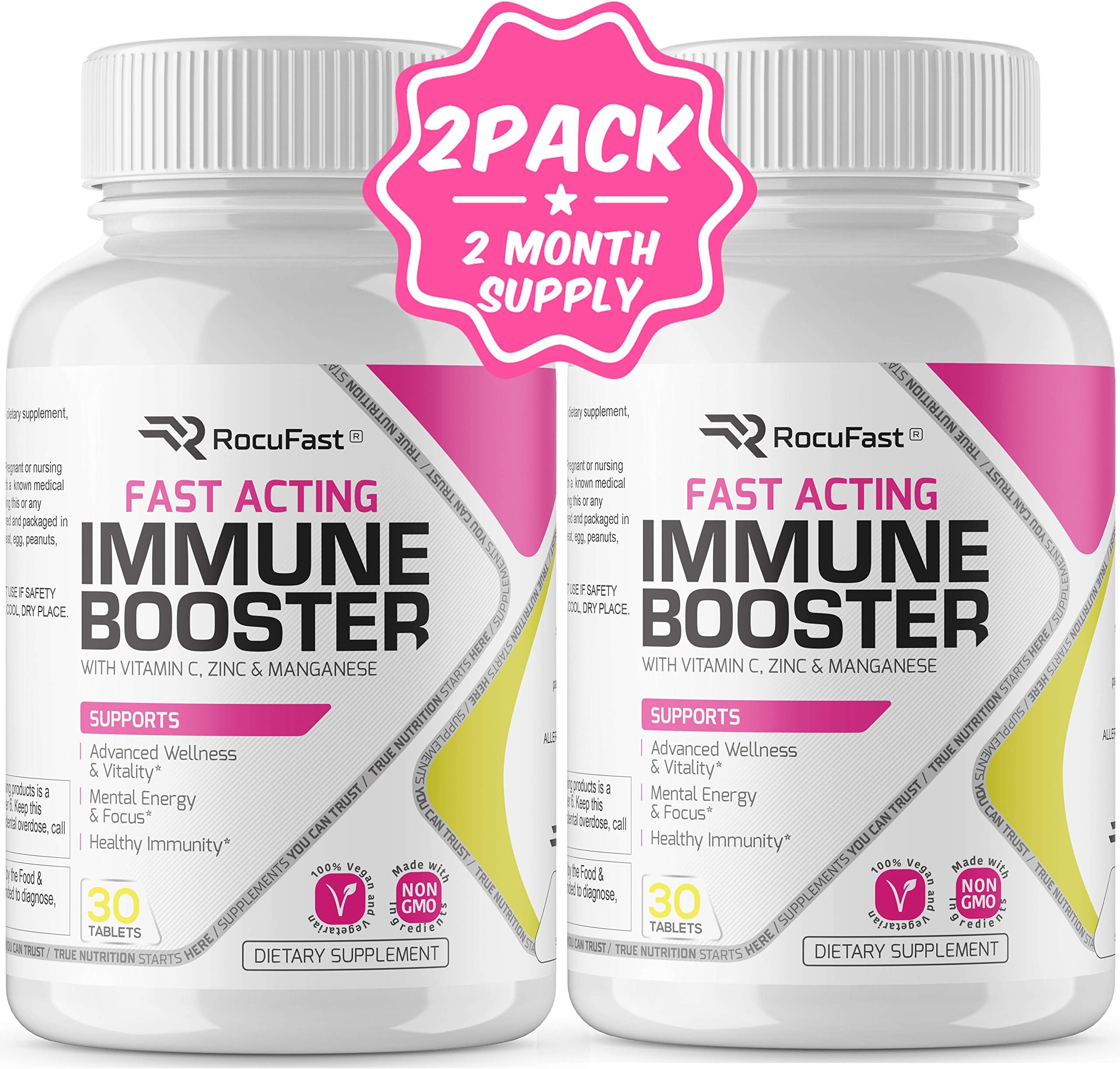 Immune Booster Vitamin C Zinc Immune Support Fast Acting Antioxidant w/ Vitamin D, B6, B12, E Supplement Capsules Faster Than Lozenges Gummies or Syrup Great for Kids, Adults & Seniors GMO Gluten Free