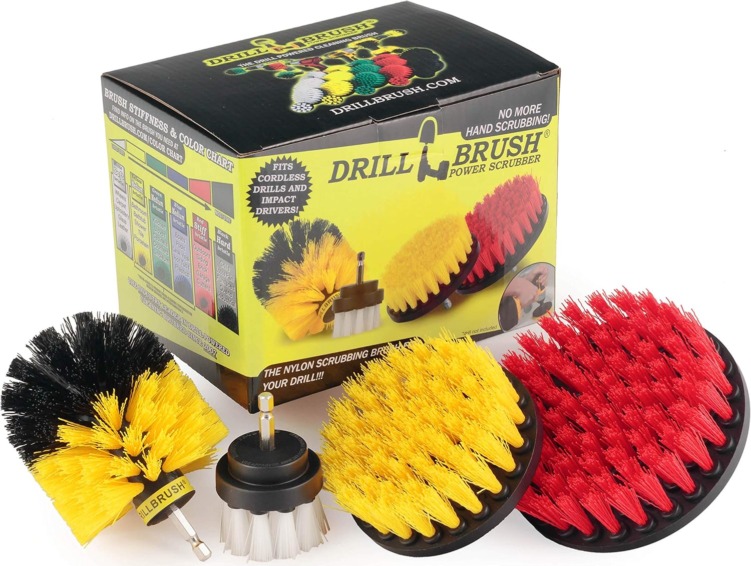 Drillbrush 4 Piece Scrub Brush Drill Attachment Kit Drill Powered
