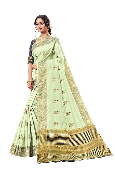 Shaily Womens Silk Blend Woven Design Saree[Green]