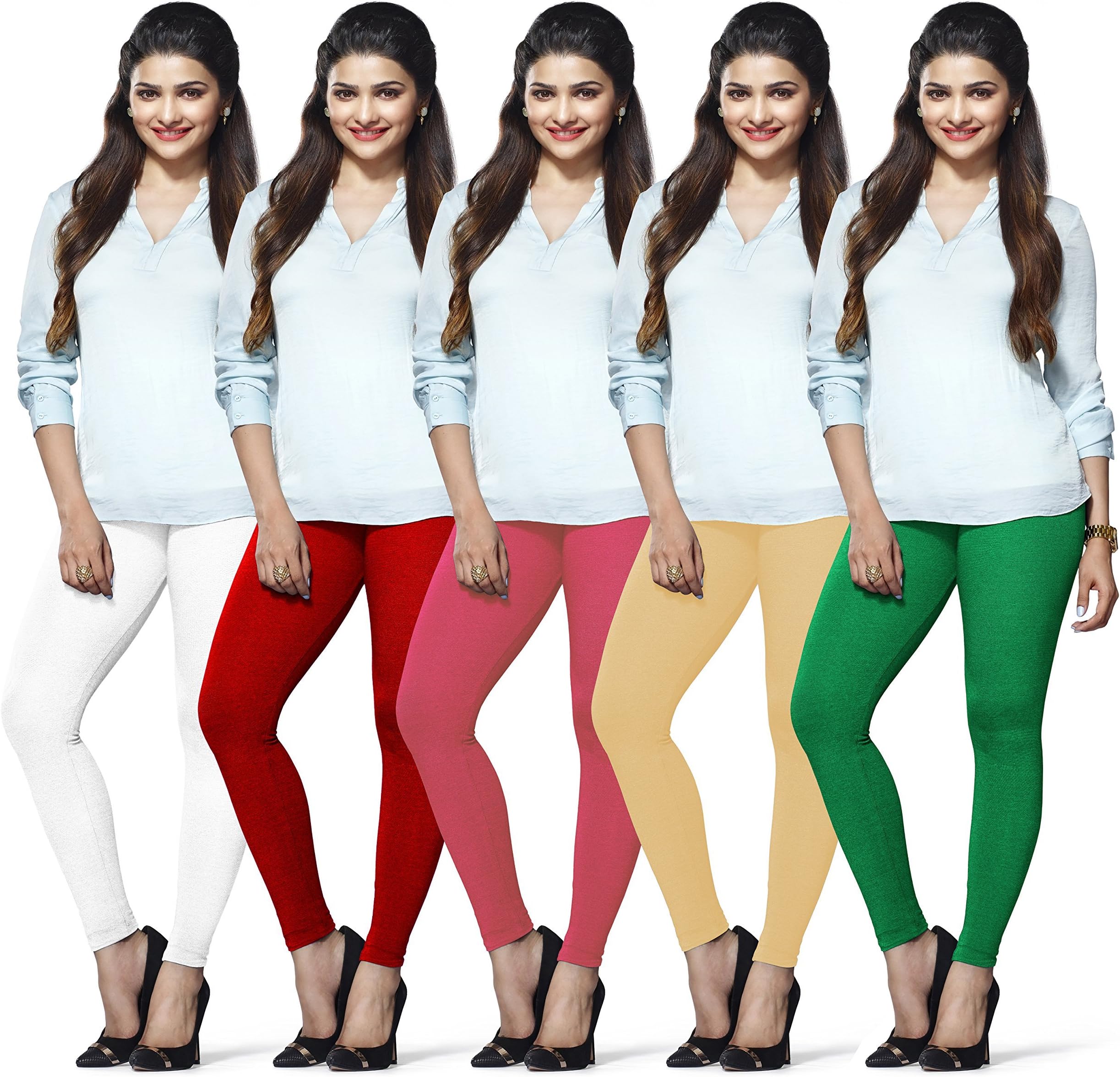LUX LYRAWomen's Ankle Length Leggings Pack Of 5