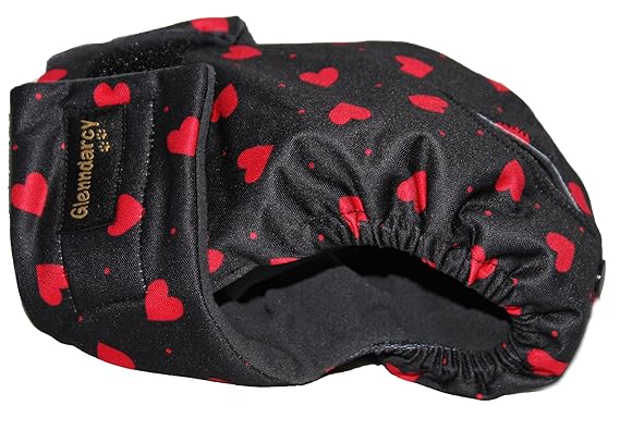 Hundeschutzhöschen für läufige Hündinnen, Hundewindel, alle Größen, optional waschbare Pads, Rote Herzen