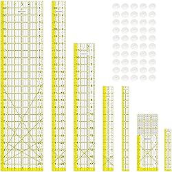 Acrylic Ruler 7 Piece Set, Non Slip Rings 50