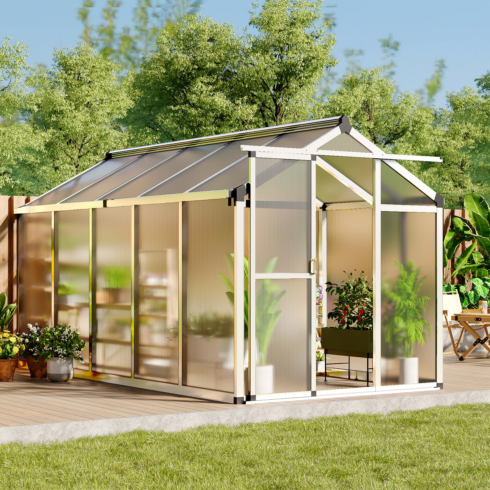 Photo 1 of **PARTIAL SET**BOX 2 OF 2**6 x 10 FT Greenhouse, Greenhouses for Outside, Polycarbonate Greenhouse with Aluminum Frame, Lockable Door and Ajustable Roof Vent for Backyard, Green Houses for Outside Garden Backyard, Patio