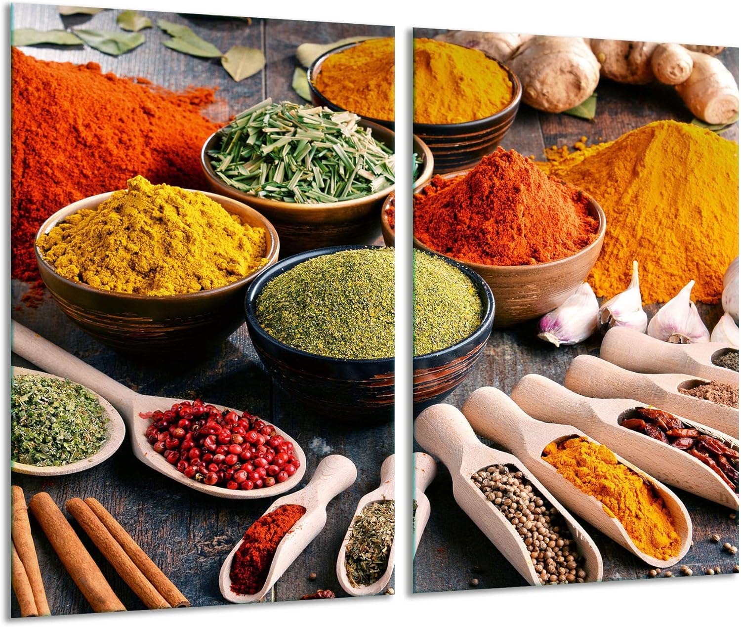 2-teilige Herdabdeckplatte Süßigkeiten Design | Ceranfeld Abdeckung | Buntes Motiv 2x30x52cm