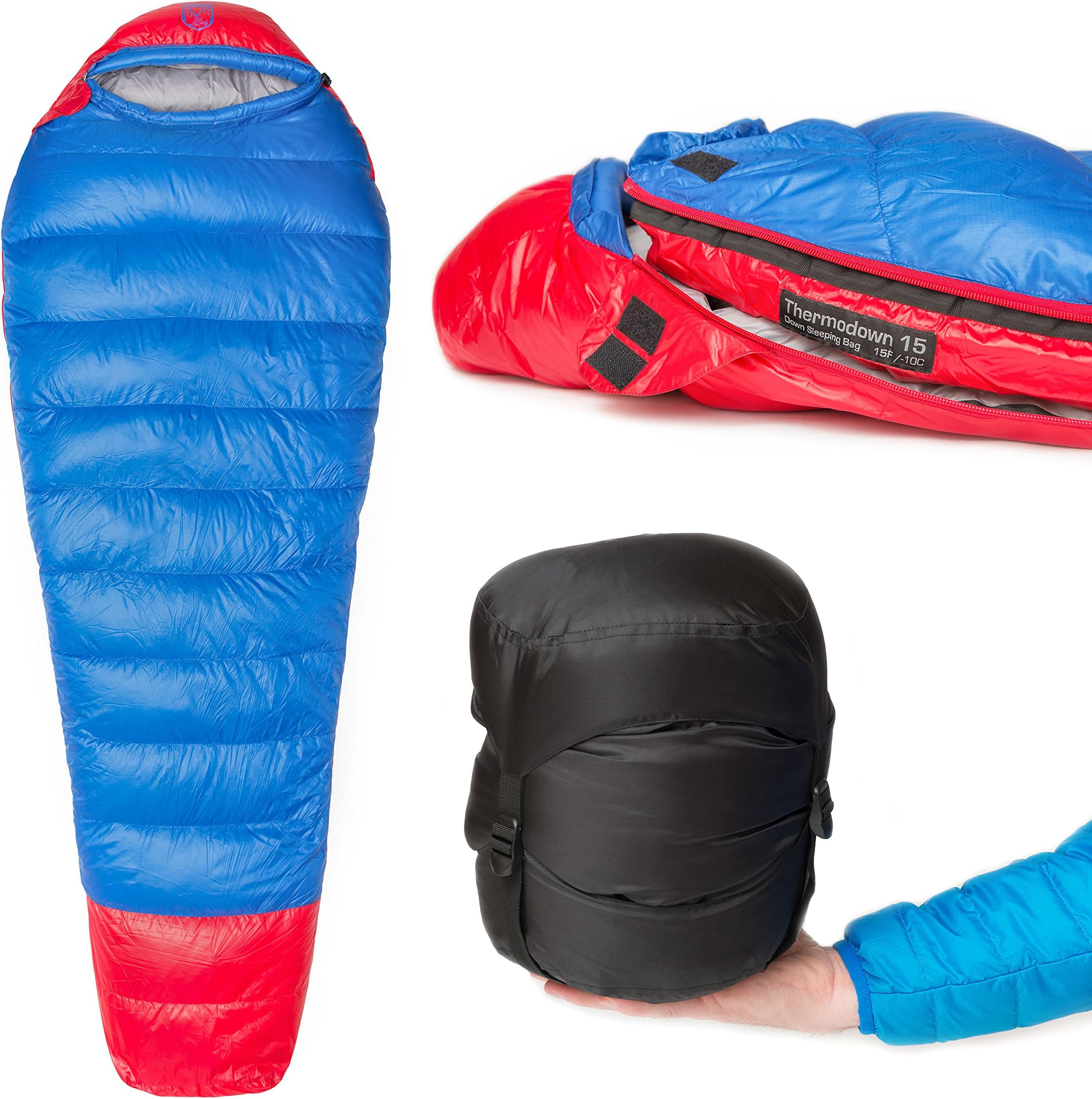 Paria Outdoor Products Thermodown 15 Degree Down Mummy Sleeping Bag - Ultralight Cold Weather, 3 Season Bag - Perfect for Backcountry Camping and Backpacking
