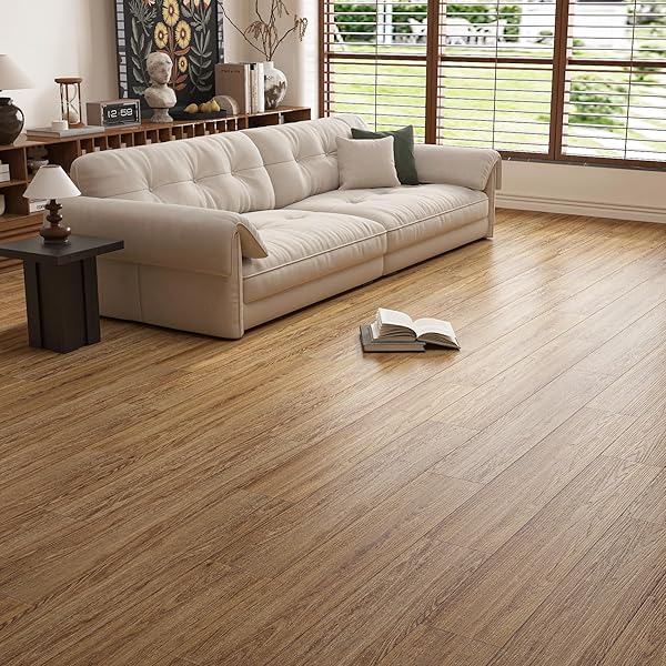 STICKYART 36 PCS WOOD FLOOR TILE PEEL AND STICK 12″X12″ WATERPROOF VINYL PLANK FLOORING TILE HONEY OAK WOOD FLOOR TILES SHEET SELF ADHESIVE SHEET VINYL FLOORING FOR KITCHEN LIVING ROOM BEDROOM TILES