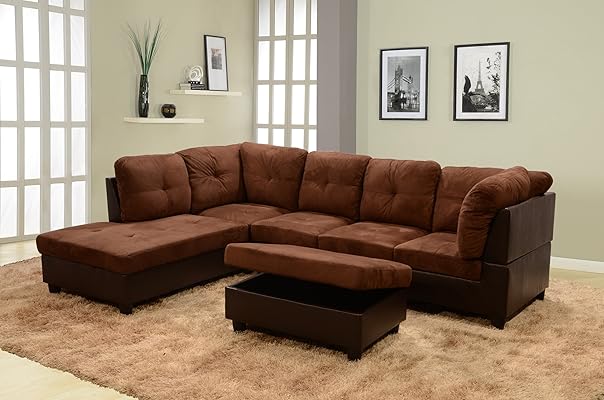 Beverly Fine Furniture Sectional Sofa Set, Chocolate Brown