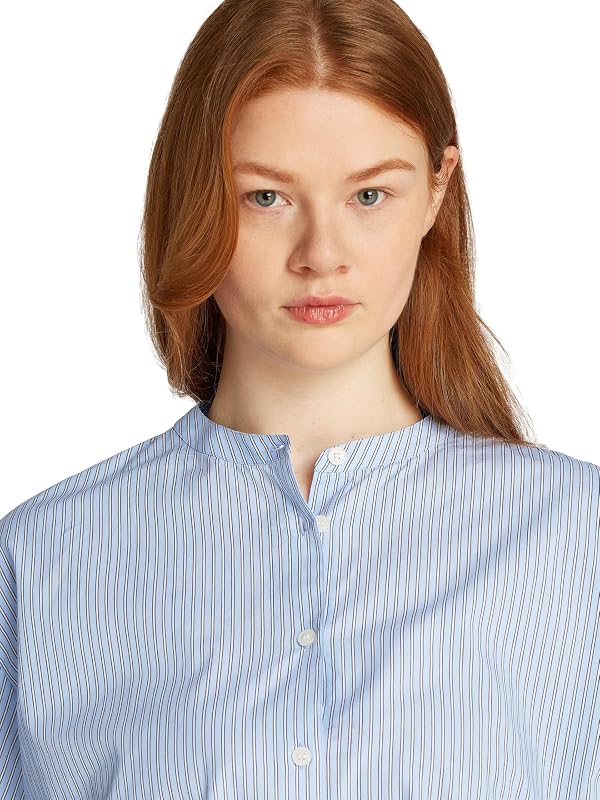 Blouse Femme V-Neck Balloon Blouse Col en V, Bleu (Ivy STP/Vessel Blue), 50 — photo 4 sur 6