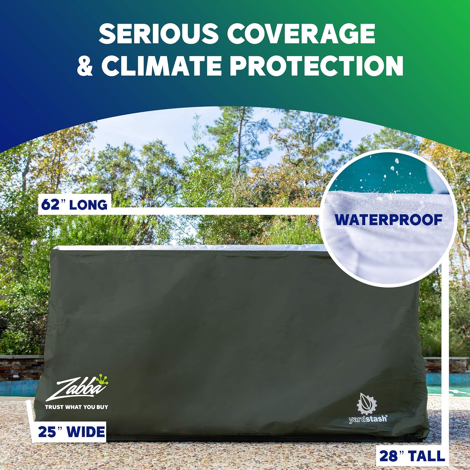 YardStash Deck Box Cover - Heavy Duty Outdoor Storage Box Cover, All Weather Covers for Deck Boxes, Protects from Rain, Wind, Snow, and Pests - UV Protected 210D & Heat Shielding 600D Fabric – XL – Green: Home Improvement