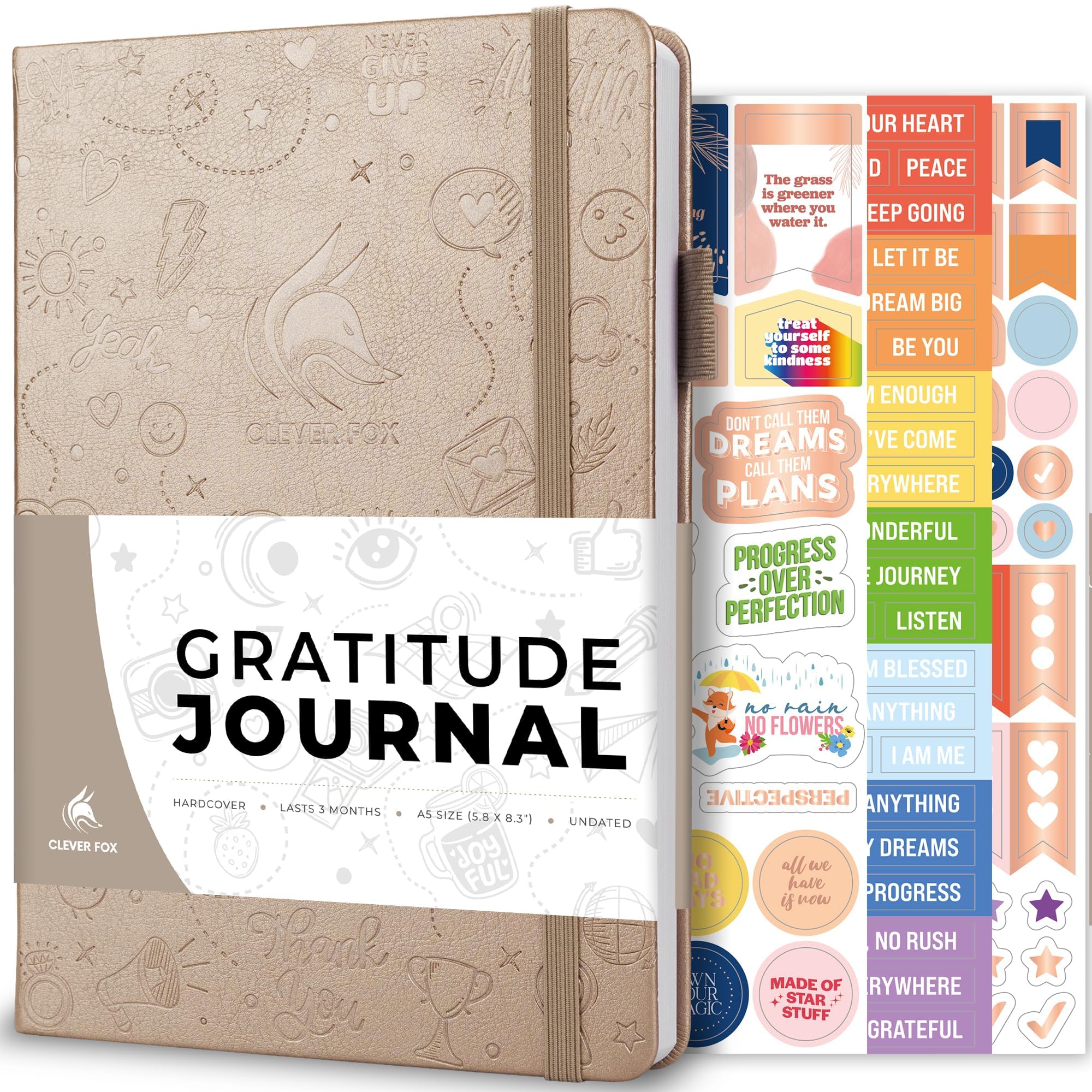 Clever Fox Gratitude Journal – Happiness, Positivity & Affirmation Daily Journal – Inspirational Daily Notebook – 3 Months, A5 (Pearl) — image 1