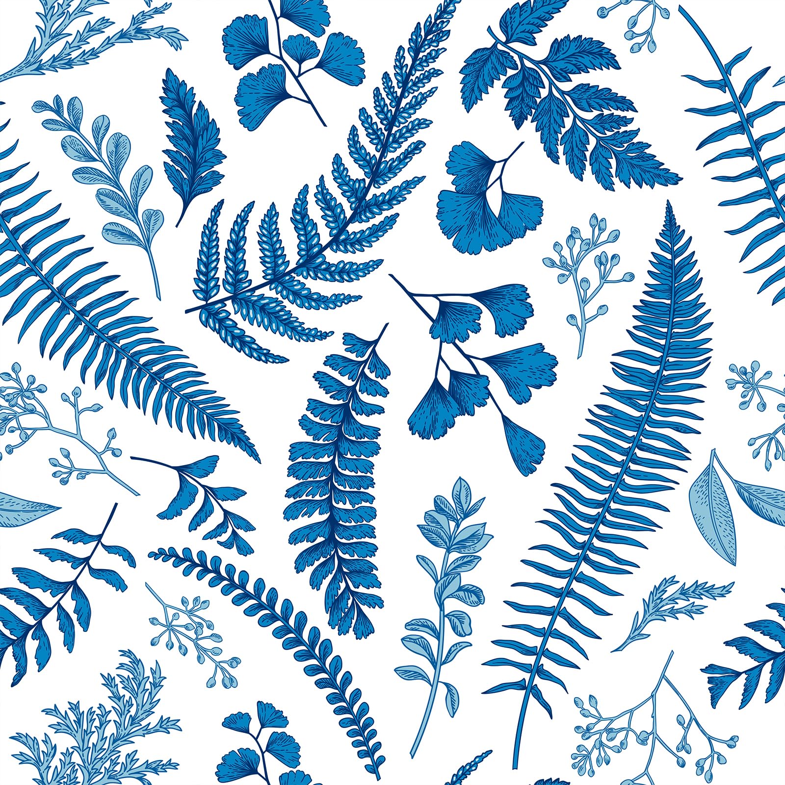 VEELIKE Boho Fern Herbs Leaf Wallpaper Blue Leaf Contact Paper for Walls Cabinets 44.5cm x 300cm Tropical Art Deco Wallpaper Botanical Wall Mural Patterned Sticky Back Plastic Bedroom Bathroom