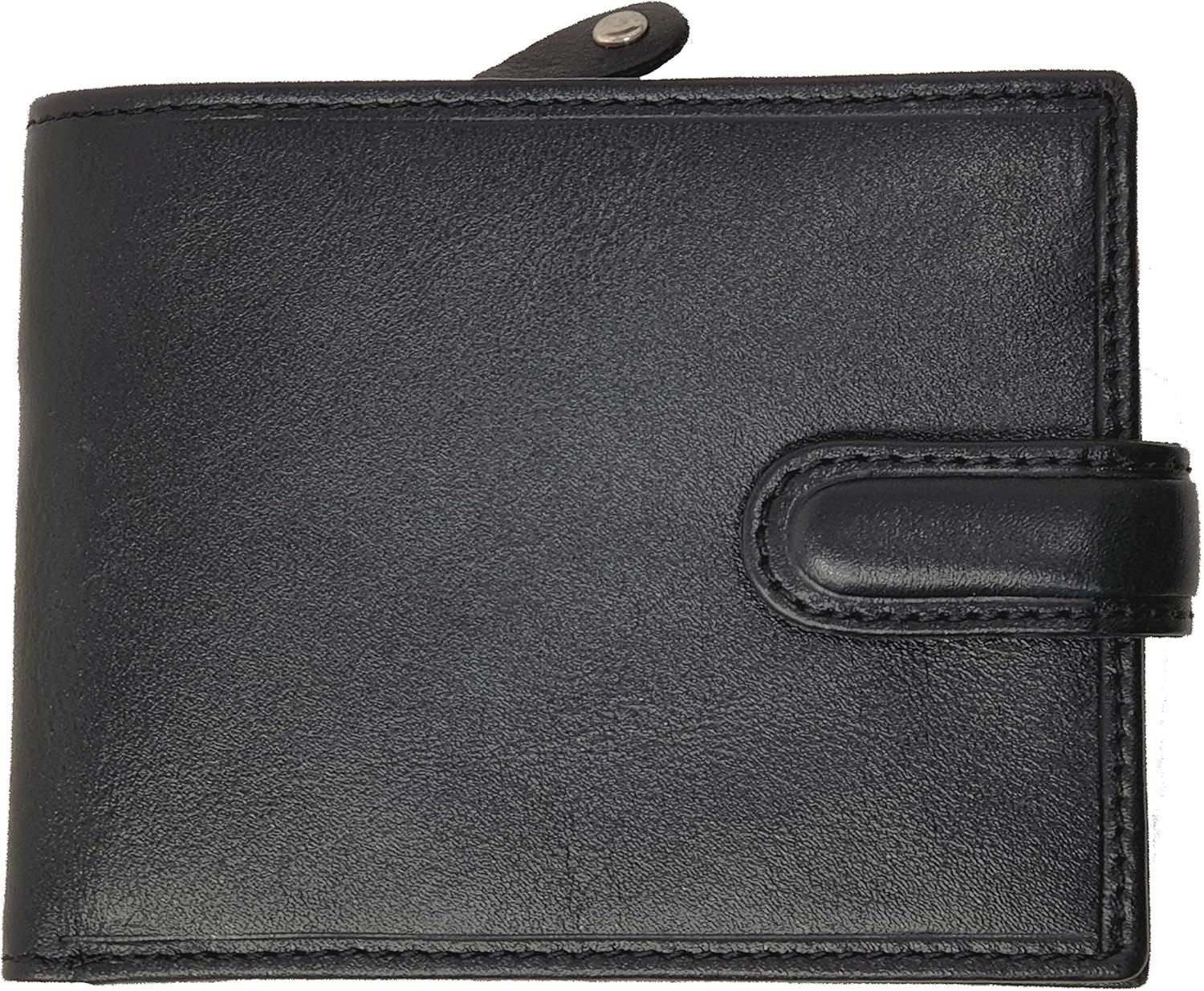 TOPSUM LONDON Mens RFID Blocking Genuine Leather Bifold Wallet with A Zipped Coin Pocket and ID Window 4011 Black