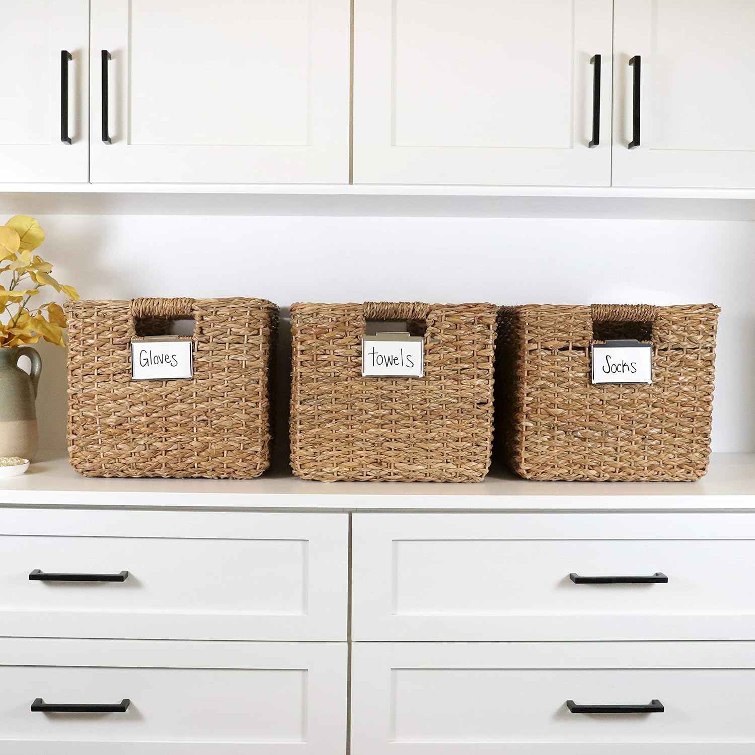 Basket Bin Labels Clip on | Label Holders for Basket or Storage Bins | Metal Hanging Bin Clip Labels - Stainless/Nickel Finish [Pack of 6]: Home & Kitchen