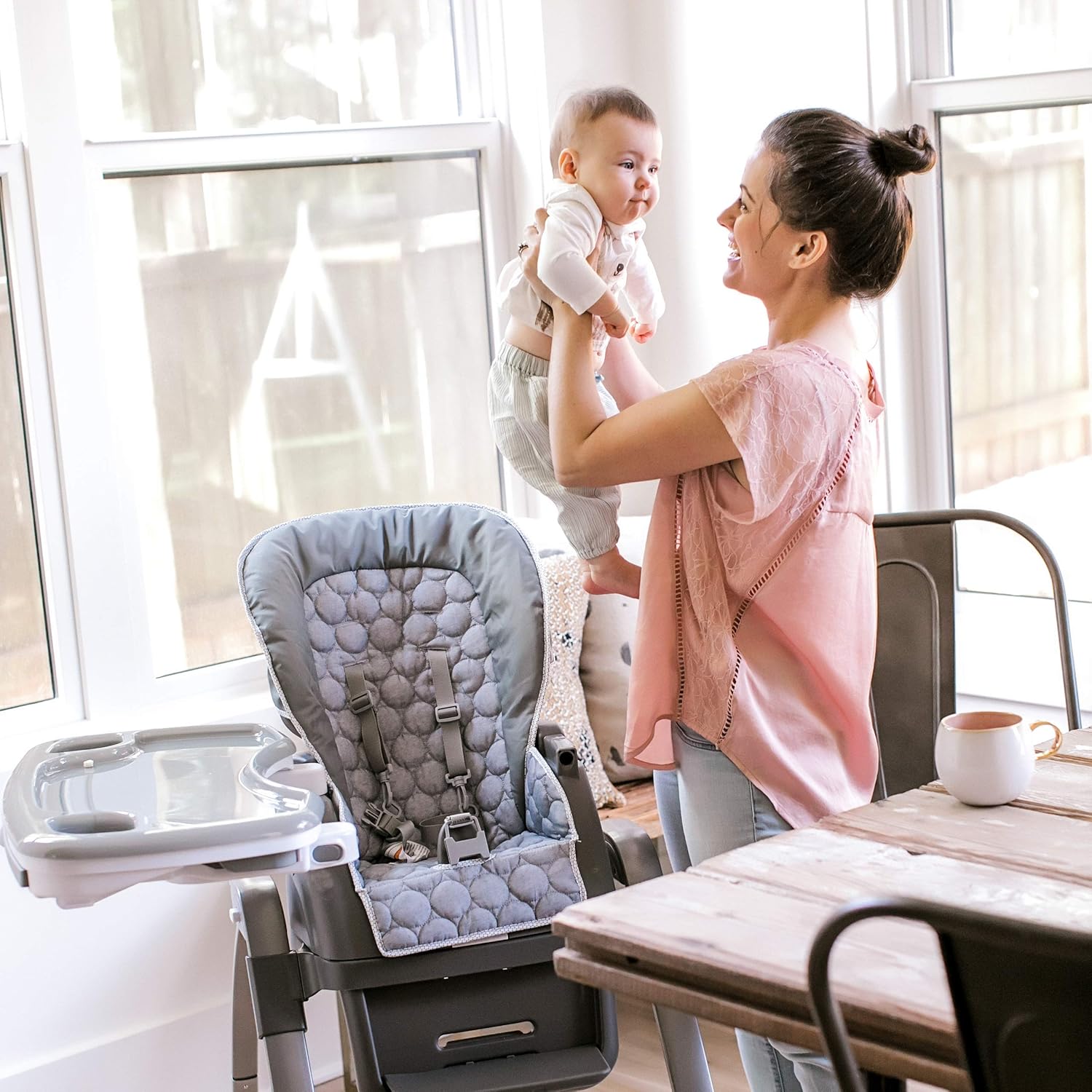 high chair with swing out tray