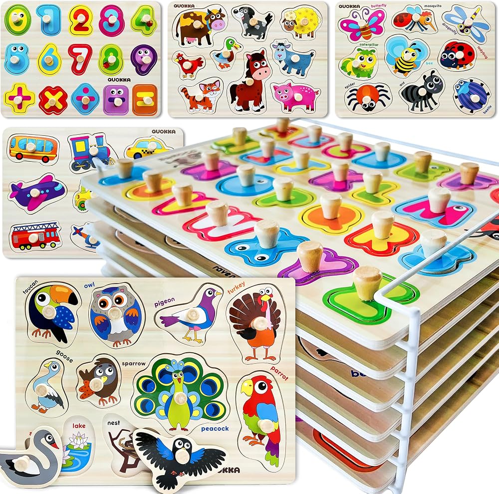 QUOKKA Toddler 6 Alphabet Wooden Puzzles Montessori Learning Toys 2-4