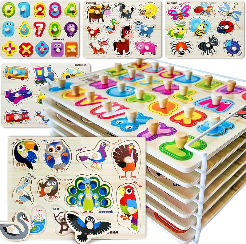 QUOKKA Toddler 6 Alphabet Wooden Puzzles Montessori Learning Toys 2-4