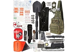 AZZCONY Emergency Survival Kit Backpack - First Aid & Tourniquet - EDC Go Bugout Bag - Get Home Survival Gears and Supplies Camping Outdoor Hiking Car - Tactical Military Molle Pouch Grade - Gift for Man Him