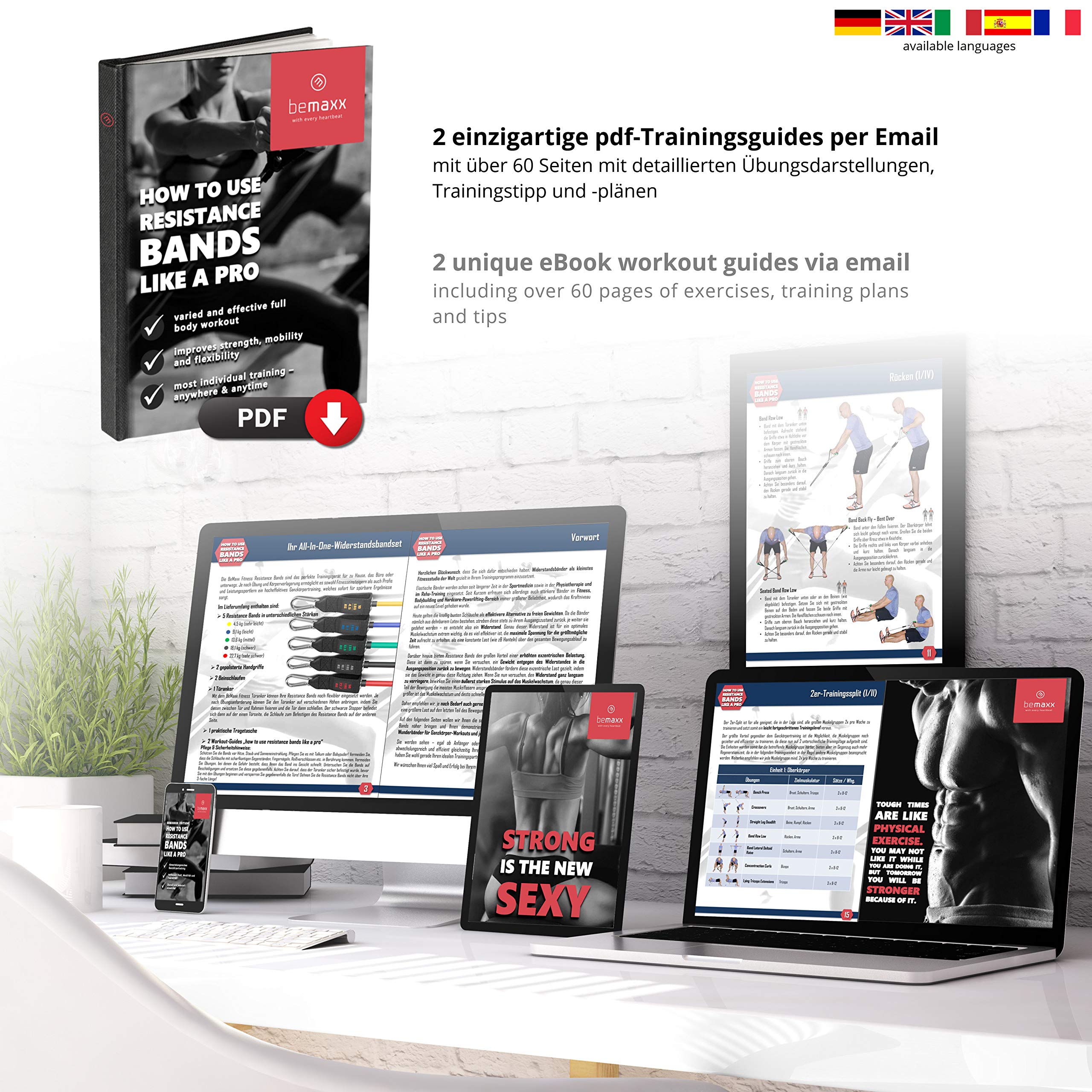 BeMaxx Fitness Resistance Band Set Training Guide - Premium Expanding