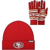 FOCO NFL unisex-adult Nfl Team Logo Adult Stretch Gloves With Basic Winter Knit Hat Beanie Set