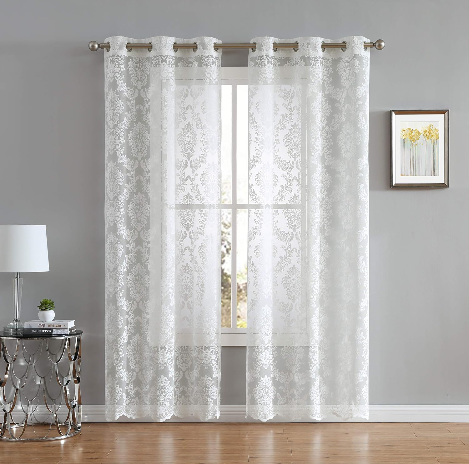 Amazon Com Linenzone Lisa Knitted Lace Curtain Medallion Design