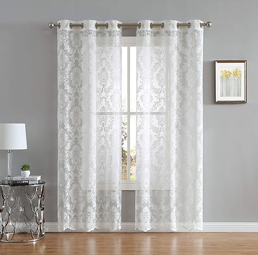 Amazon Com Linenzone Lisa Knitted Lace Curtain Medallion Design