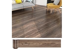 LAREKO Peel and Stick Flooring Tile Waterproof -NO Sticky Residue Left-Removble Brown Wood Plank Stickers, 12-Pack 18 Sq.Ft,Self-Adhesive Vinyl for Bedroom, Living Room, Bathroom （36" x 6"，Dark Brown ）