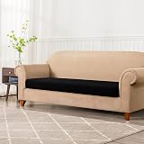 subrtex Sofa Seat Cushion Covers Stretch Polyester Fabric Protector Black 3 view 2