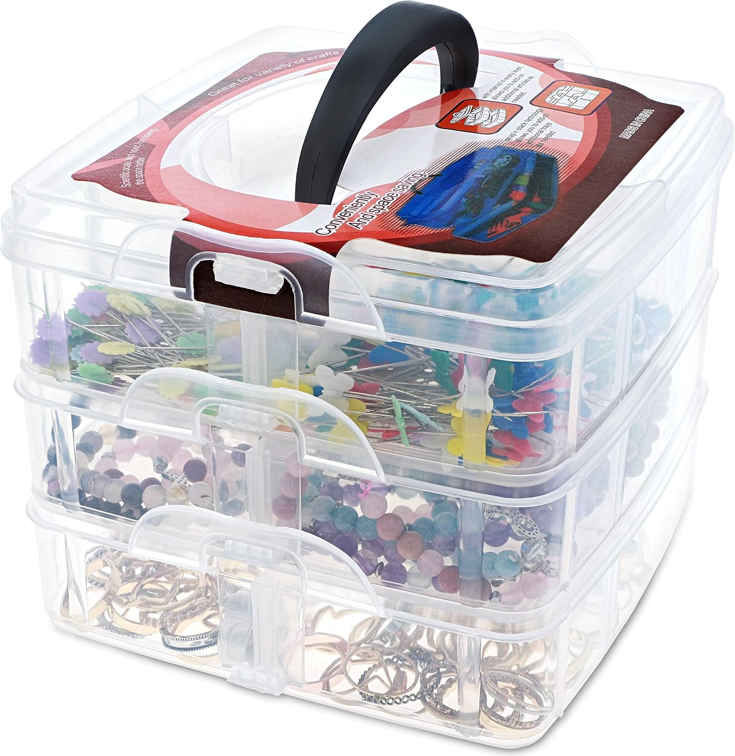 Craft Organizer Box 3Layer Stackable Craft Storage