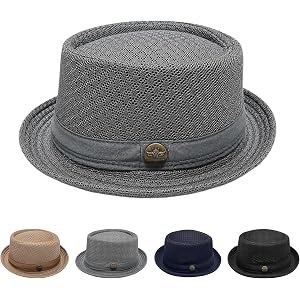 Summer Breathable Mesh Pork Pie Hat, Retro Lightweight Straw | Foldable Sun Protection Cap for Beach, Travel & Golf