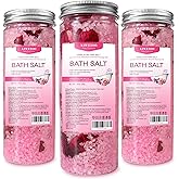 XIWEIOO Bath Salts Kit Pack of 3 Natural Himalayan Pink Salt Bath Salts Gift Set Soak Tea Tree Oil for Women Bath Sea Salts - Relaxing - Epsom Salt - Body Spa Care Relaxing Soaks