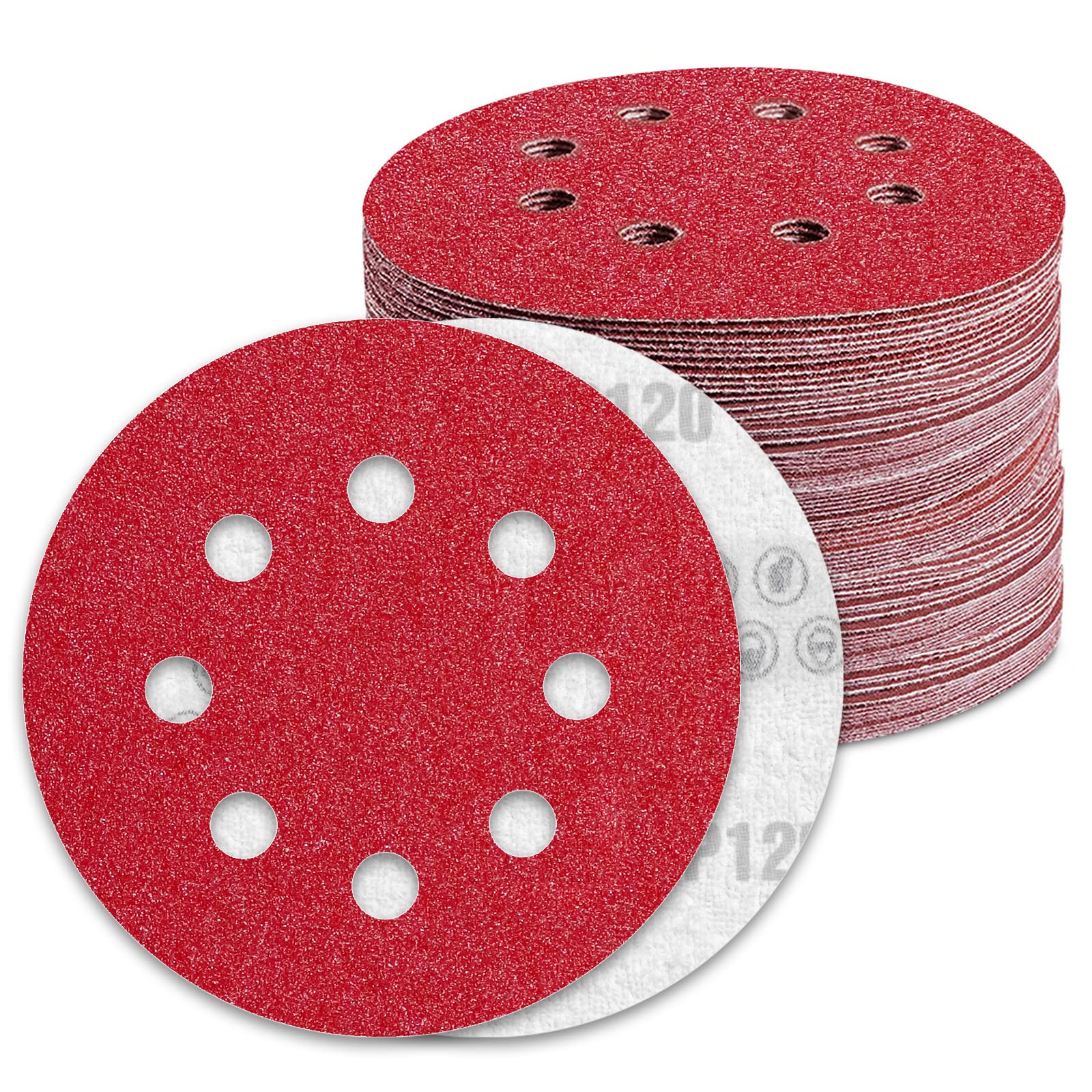 Awutzut 125mm Sanding Discs 120 Grit for 5 inch Discs Pads Hook and Loop Orbital Sander (100PCS) — image 1