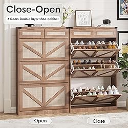 Halitaa Shoe Cabinet with 3 Flip Drawers & 2