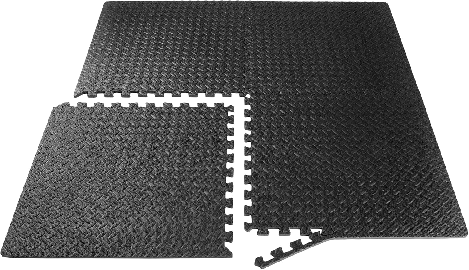 ProSource fs-1908-pzzl Puzzle Exercise Mat EVA Foam Interlocking Tiles (Black, 24 Square Feet) : Sports & Outdoors