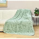 Northwest HGTV Luxuriously Soft Faux Fur Throw Blanket, Triple Jacquard Carved Design with Micro Mink Reverse, Plush Layer for Bed, Couch, Sofa, Living Room, Travel, or Gift, 50 x 70 inches, Green
