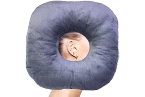 Coceyese Ear Piercing Pillow for Side Sleepers - Donut Pillow for Ear Pain Relief, Guard Pillow (Light Grey)