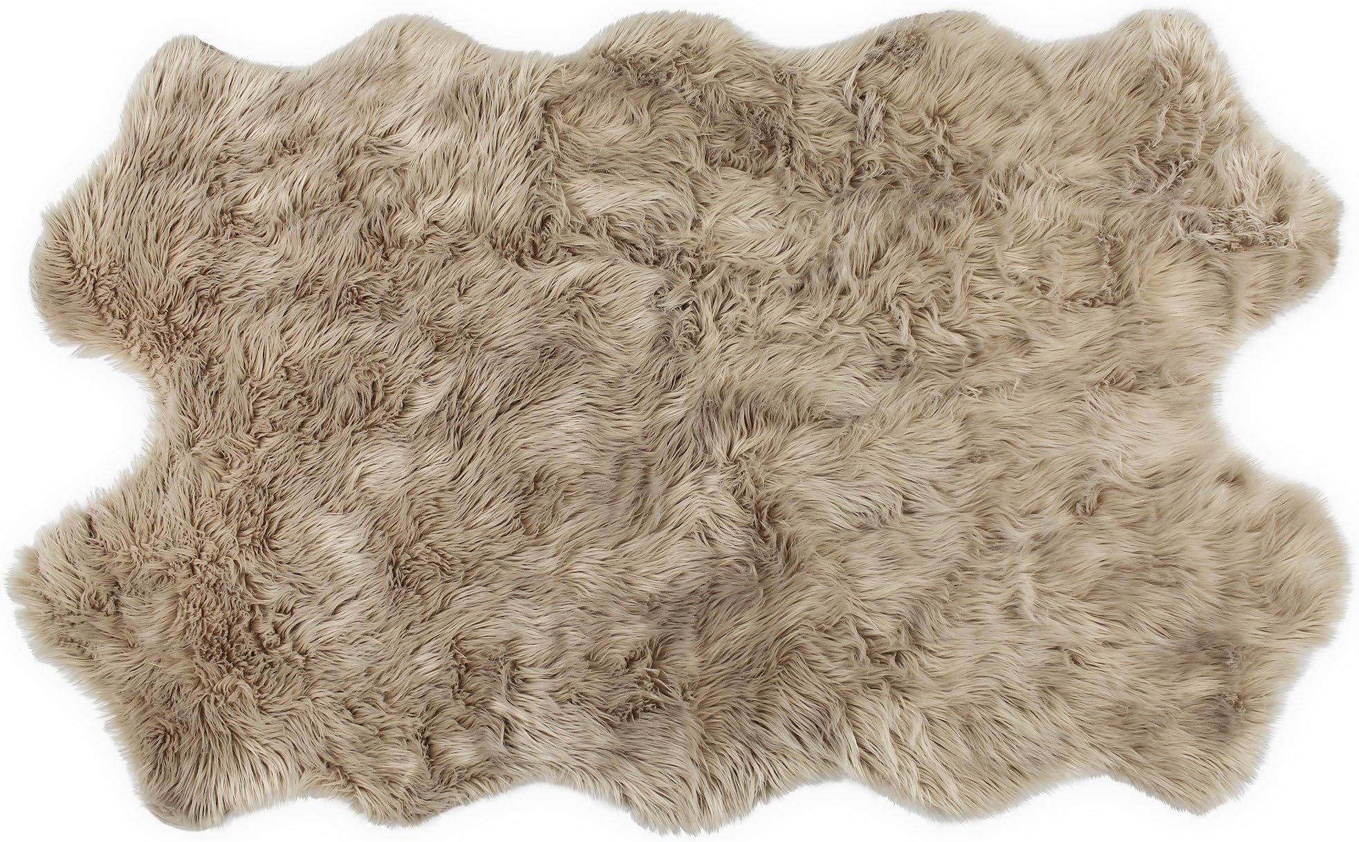 Nouvelle Legende® Faux Fur Sheepskin Premium Rug Quattro (43 in. X 73 in.) Tan