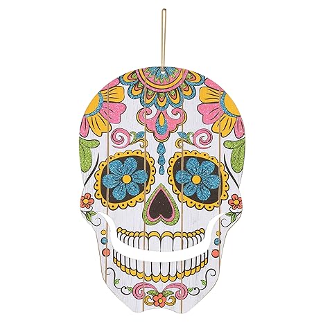Day Of The Dead Glitter Sugar Skull Hanging Decor Perfect For