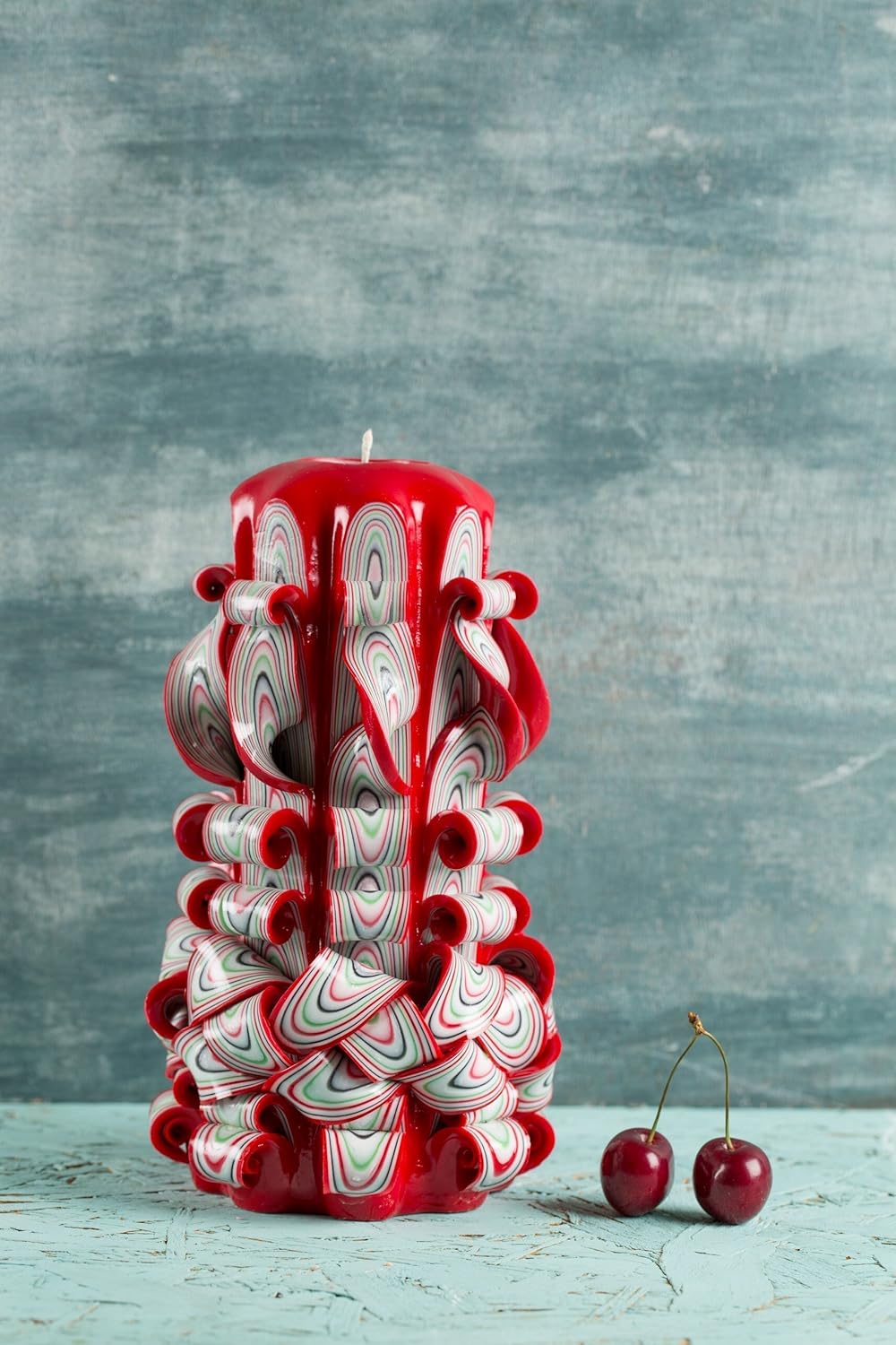 Amazon Com Red Carved Candle Handmade Christmas Decorative Ideas