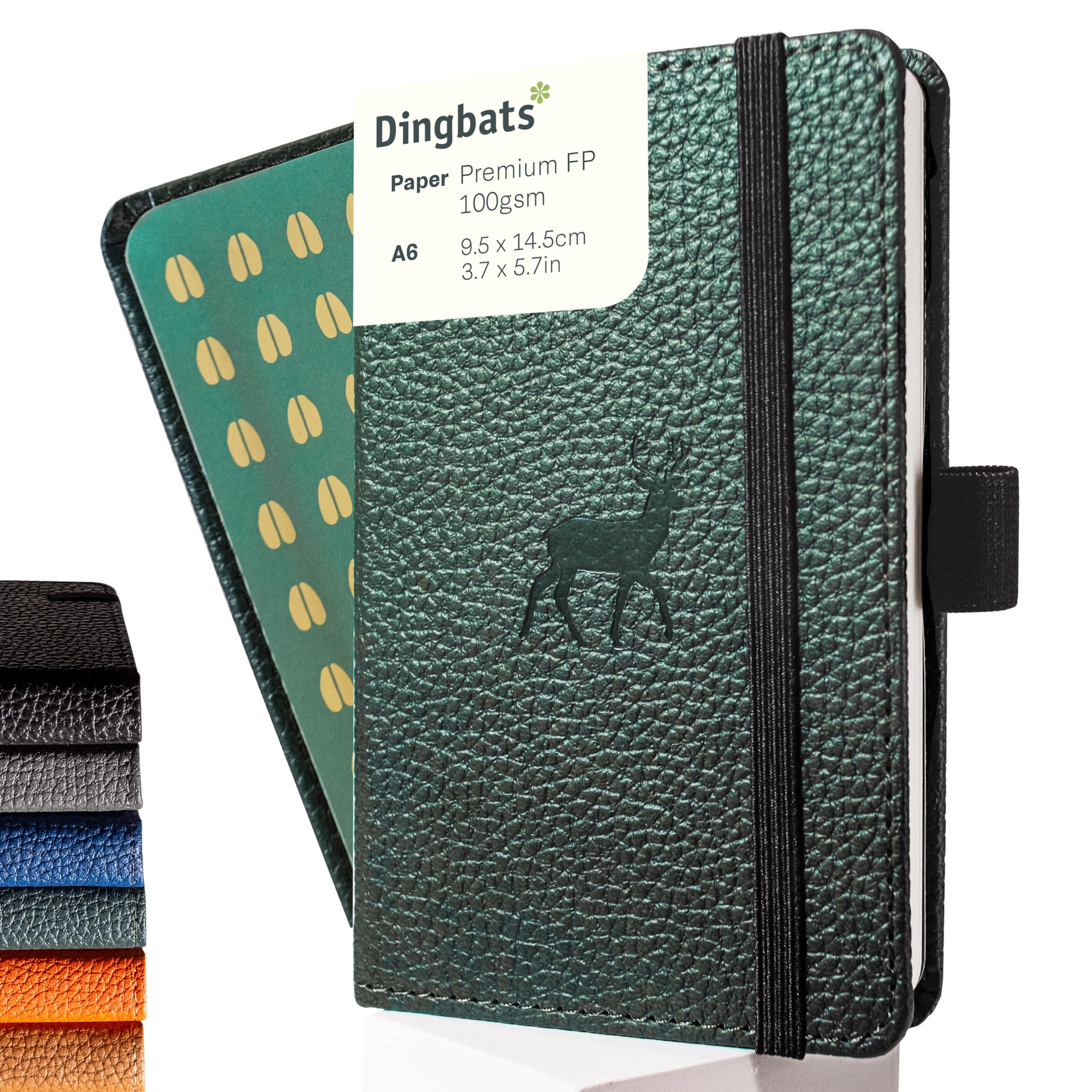 Dingbats* - Wildlife Lined Pocket Notebook A6 - PU Leather Hardcover Journal - Ideal for Work, Travel - Pocket, Elastic Closure, Pen Holder, Bookmark