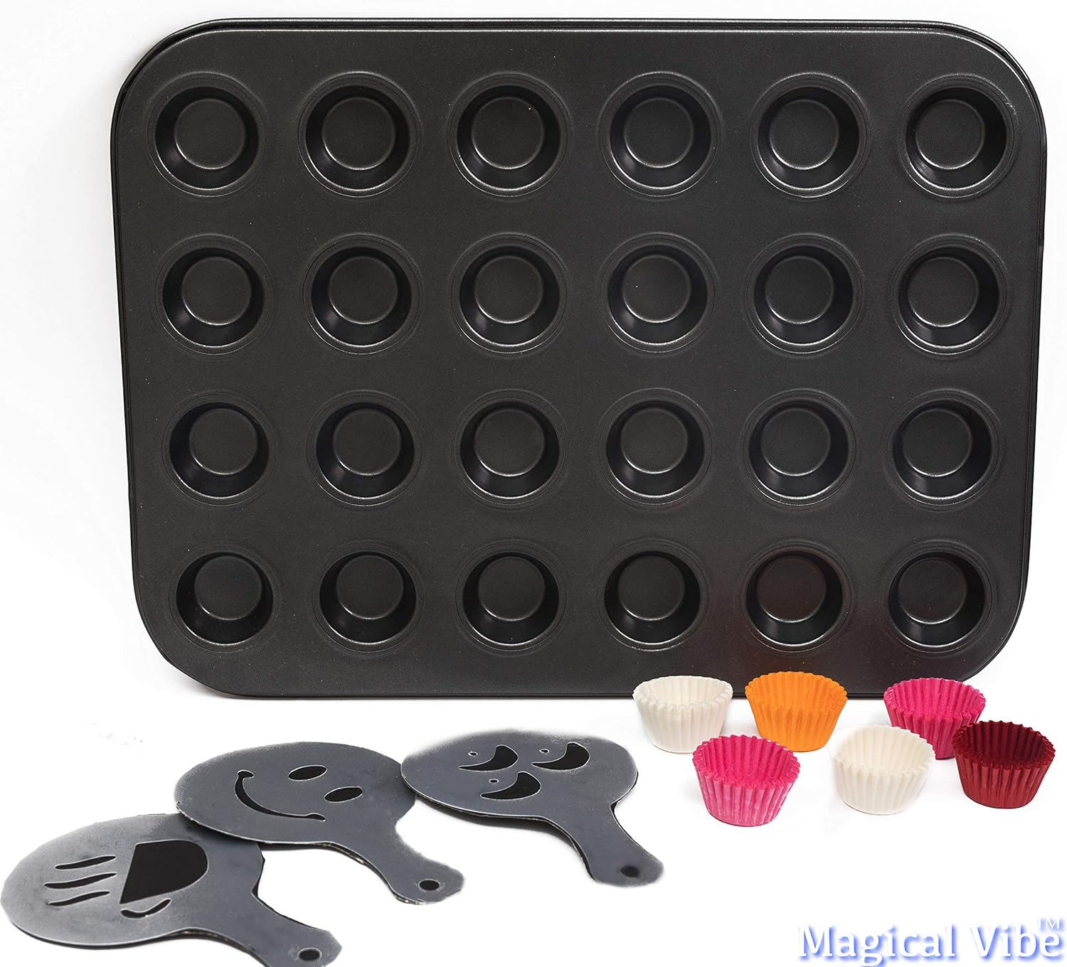 Magical Vibe Mini Cupcake Tray Non Stick Carbon Steel 24 Cups Mini