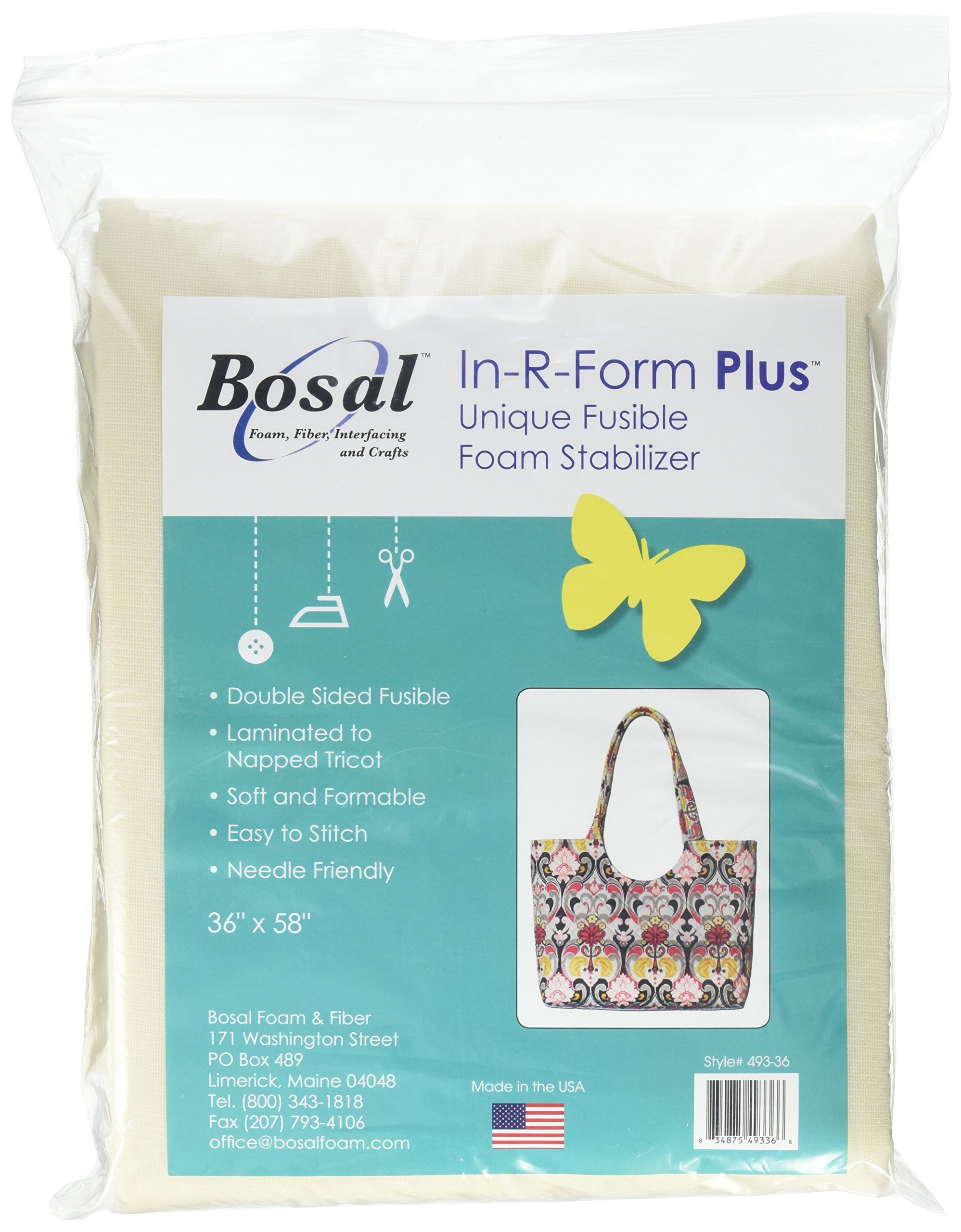 Bosal "In- R- Form" Plus Unique Fusible Foam Stabilizer, White, 36 x 58-Inch