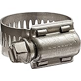 Breeze 63010H Marine Grade Power-Seal Stainless Steel Hose Clamp, Worm-Drive, SAE Size 10, 9/16" to 1-1/16" Diameter Range, 1