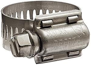 Breeze 63010H Marine Grade Power-Seal Stainless Steel Hose Clamp, Worm-Drive, SAE Size 10, 9/16" to 1-1/16" Diameter Range, 1/2" Band Width (Pack of 10)