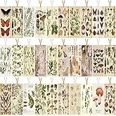 120 Pack Vintage Natural Style Butterfly Flower Plant Bookmarks Vintage Bookmarks Page Clips Assorted Book Markers Set with Exquisite Pattern for Women, Students, and Book Lovers