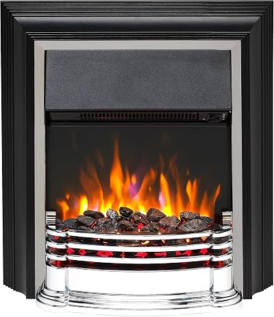 Dimplex Detroit Deluxe Optiflame Chrome Electric Fireplace 2kW Fan Heater
