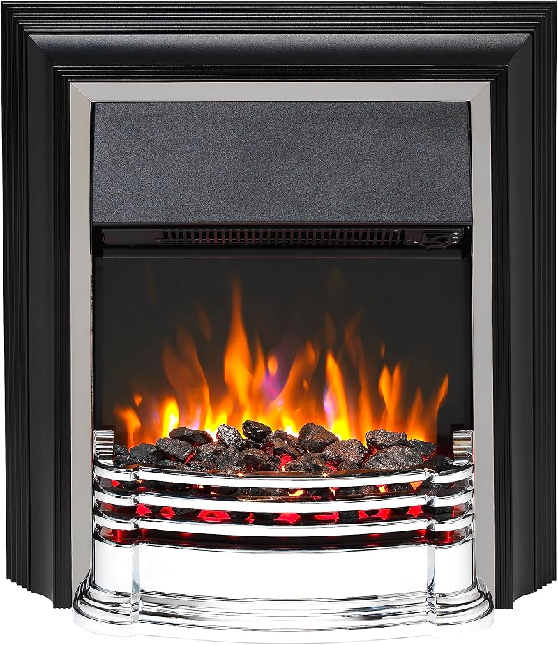 Dimplex Detroit Deluxe Optiflame Chrome Electric Fireplace 2kW Fan Heater
