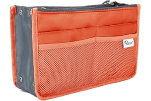 Periea Chelsy Purse Organizer Insert with Handles & 13 Pockets - 3 Sizes (Orange, Medium)