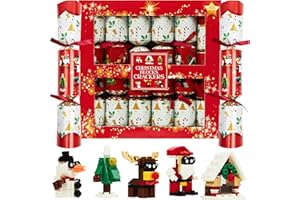 KreativeKraft Christmas Crackers No Snap Fun Party Favors with Hats, Jokes & Surprise Festive Figure Prizes, Christmas Decorations Holiday Gift (Multi Blocks)