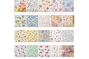 Crtiin 20 Pack Assorted Floral Napkins for Decoupage Toilet Napkins Flower Cocktail Decorative Paper for Birthday Party Beautiful Gorgeous, 20 Styles Each 6.5 inches(Style 2)